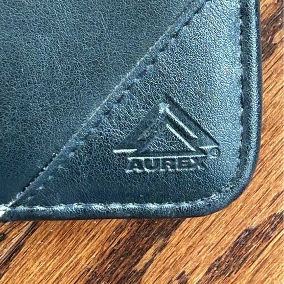 AUREX Black Leather Portfolio Case Zipper Binder - Picture 2 of 10